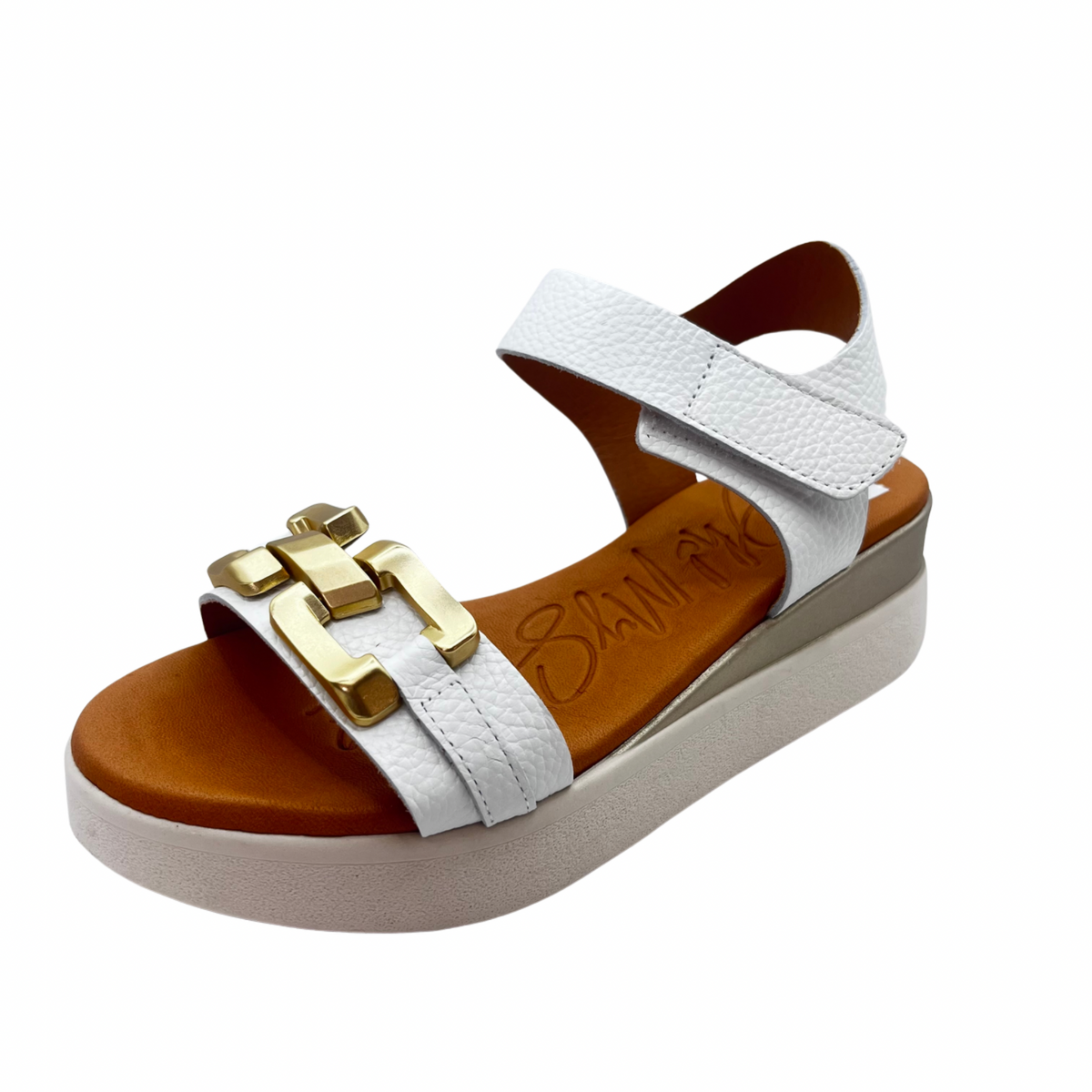 Oh My Sandals White Wedge Leather Sandal