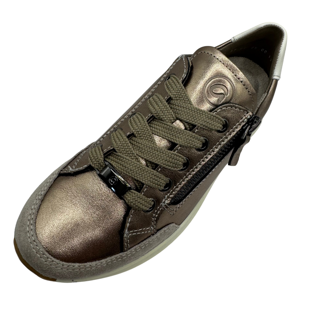 Ara Bronze &amp; Beige Trainers with Side Zip