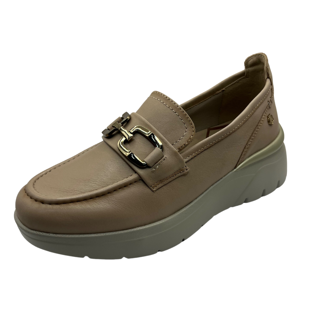 Carmela Beige Wedged Loafer