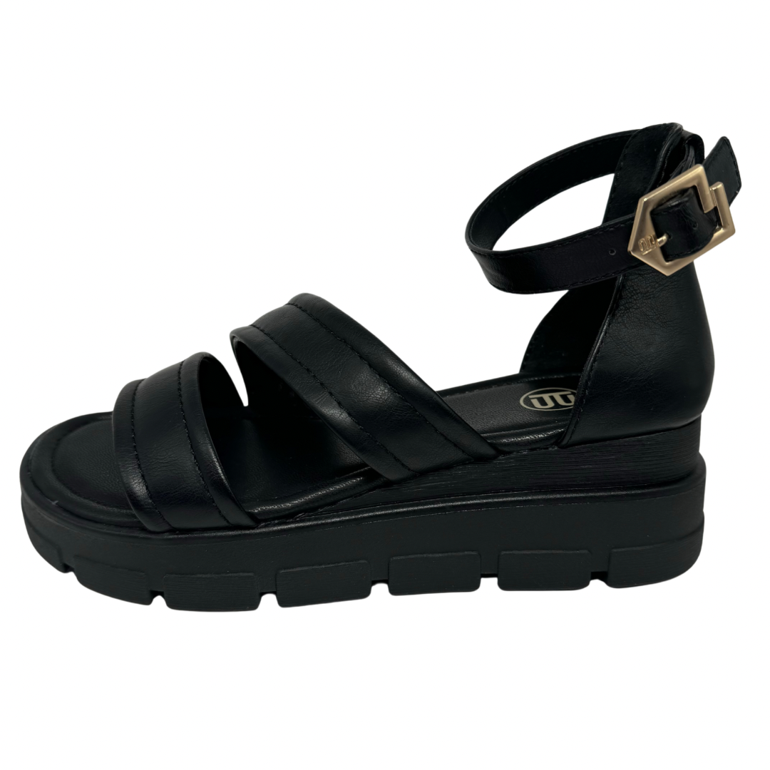 Bugatt Black Sandals with Ankle Strap