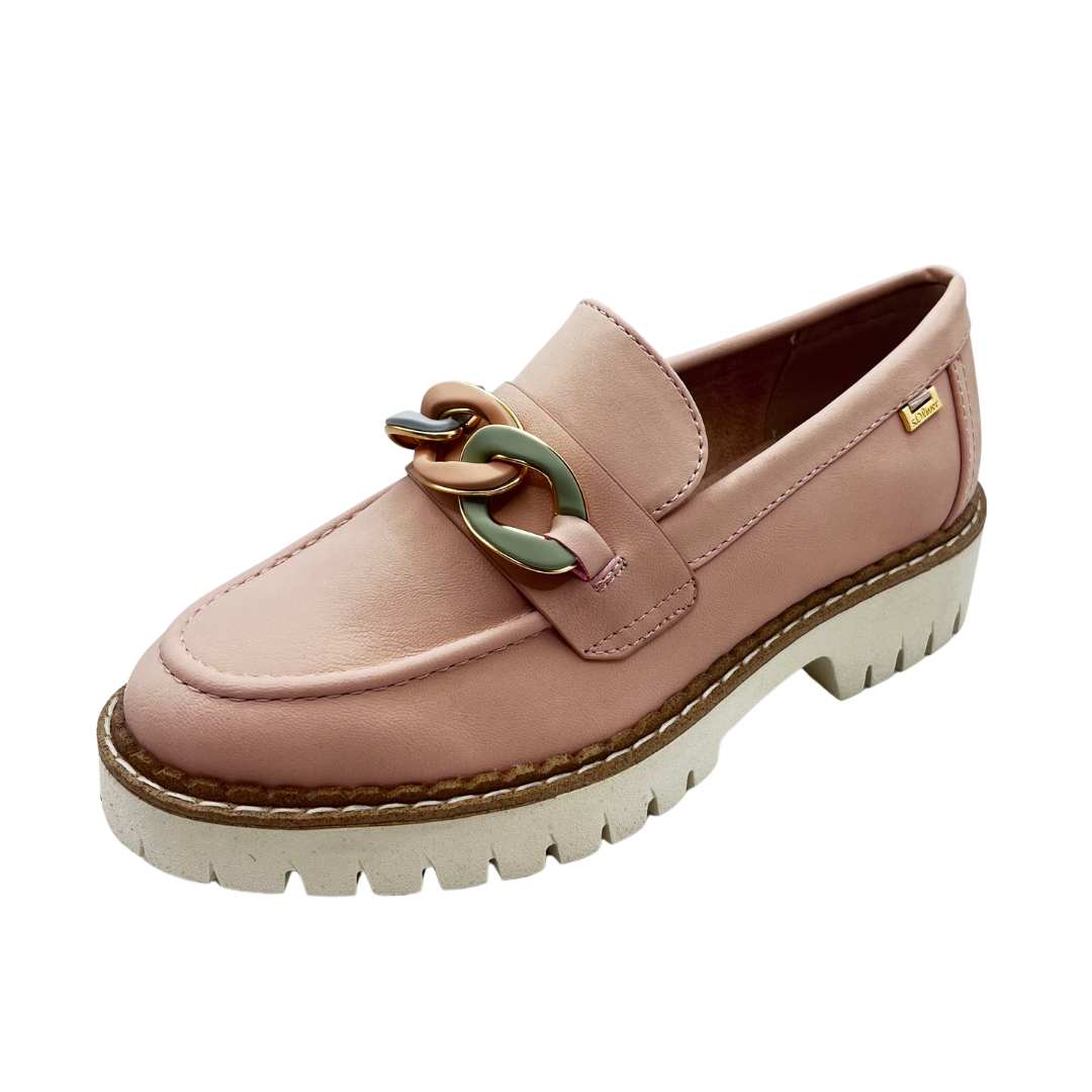 S Oliver Light Rose Loafer With Colourful Chain
