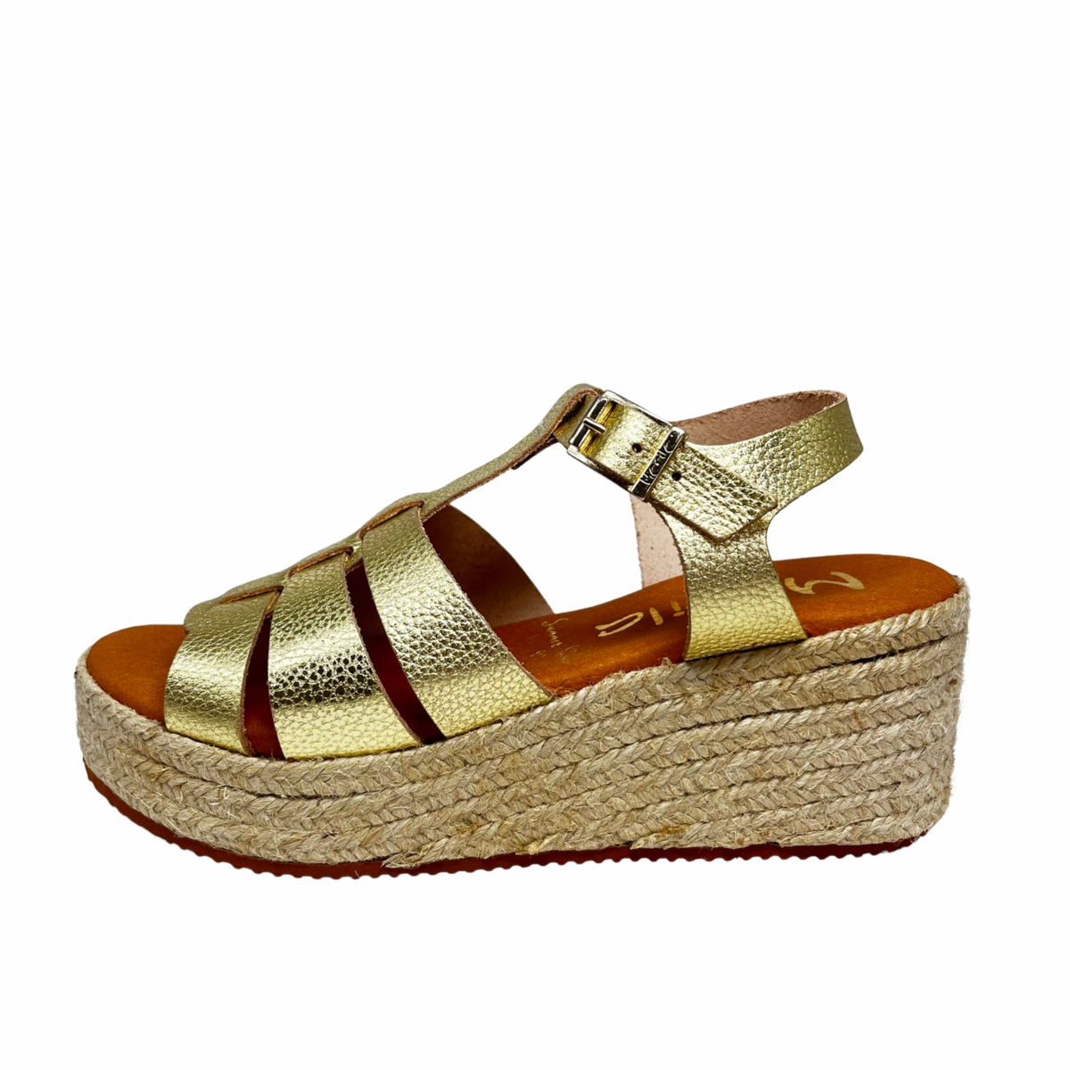 Marila Gold Leather Wedge Sandal