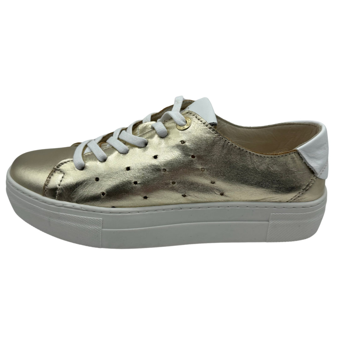 Carmela Gold Trainer With White Sole and Back
