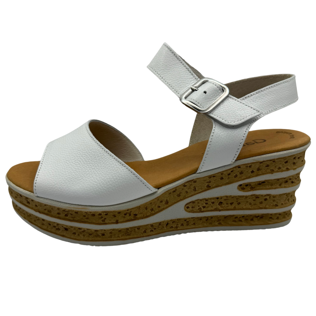 Gabor White and Brown Wedge Sandals