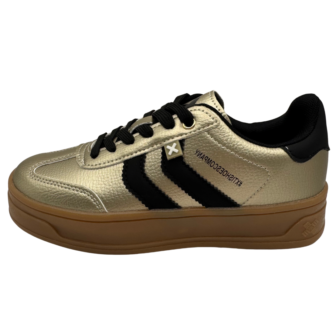 Xti Gold &amp; Black Platform Trainers