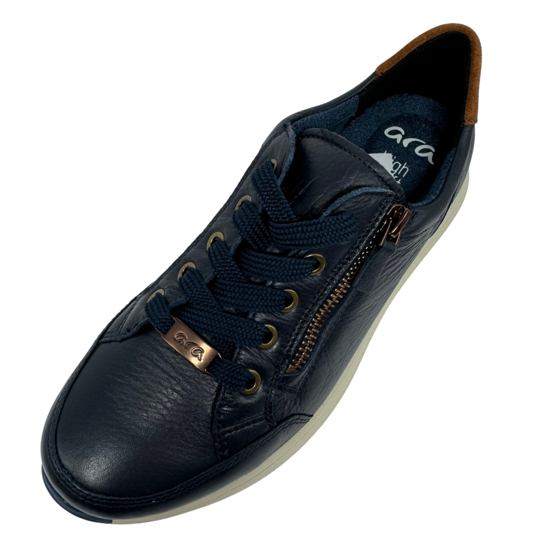 Ara Navy Leather Trainers