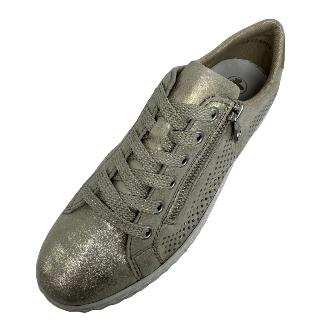 Rieker Gold Shimmer Leather Trainers