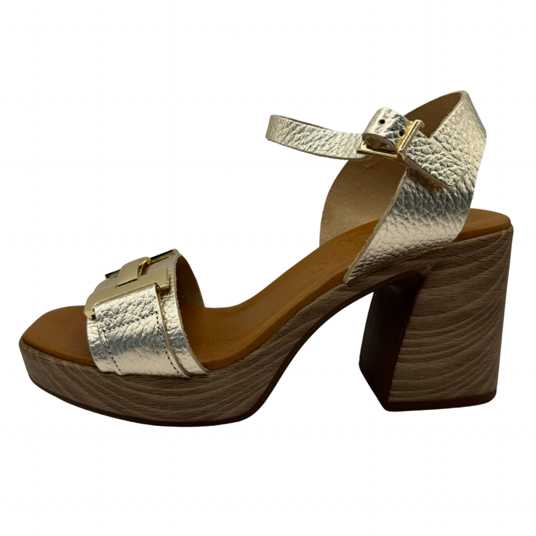 Oh My Sandals Gold Block Heel Sandals