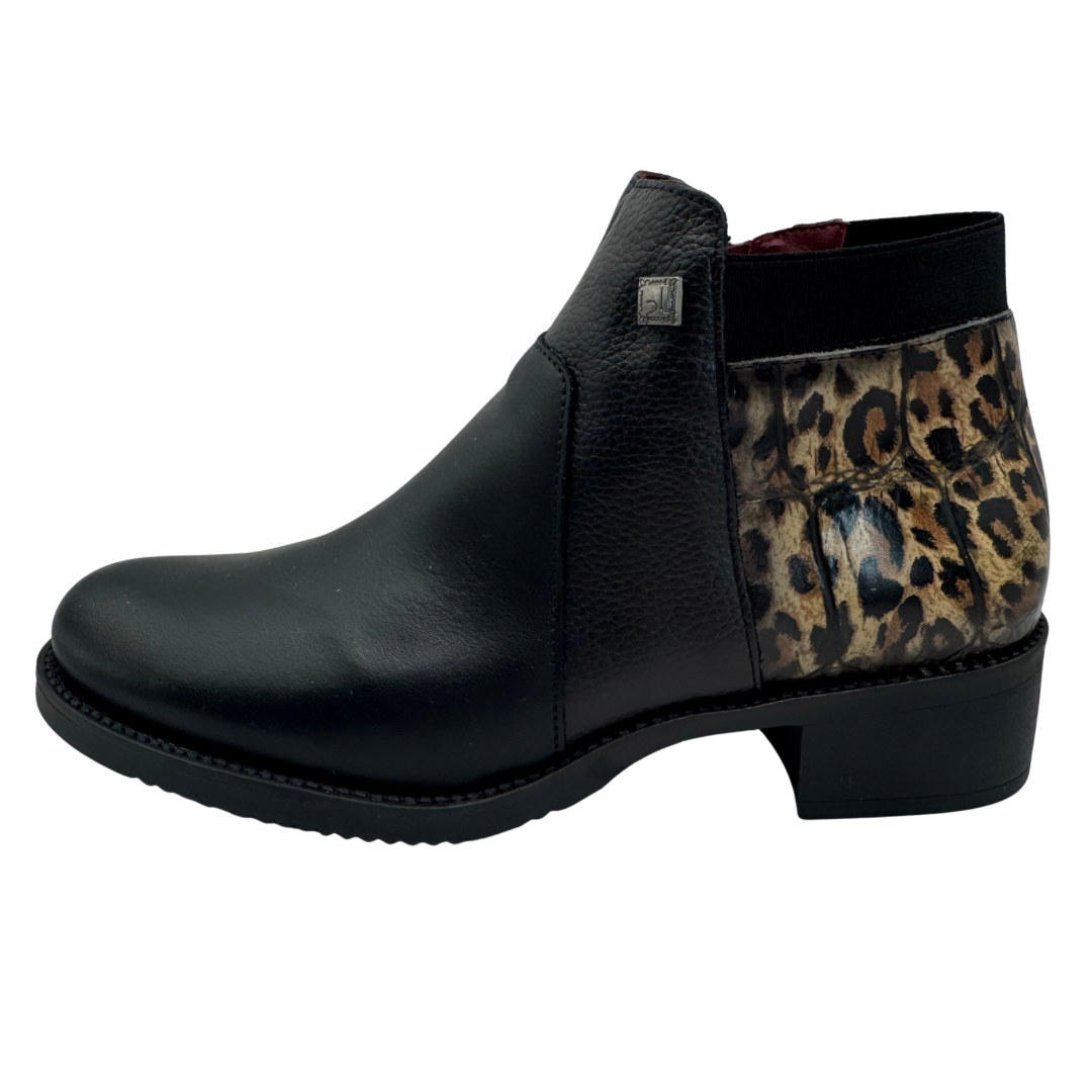 Jose Saenz Black &amp; Leopard Print Ankle Boots
