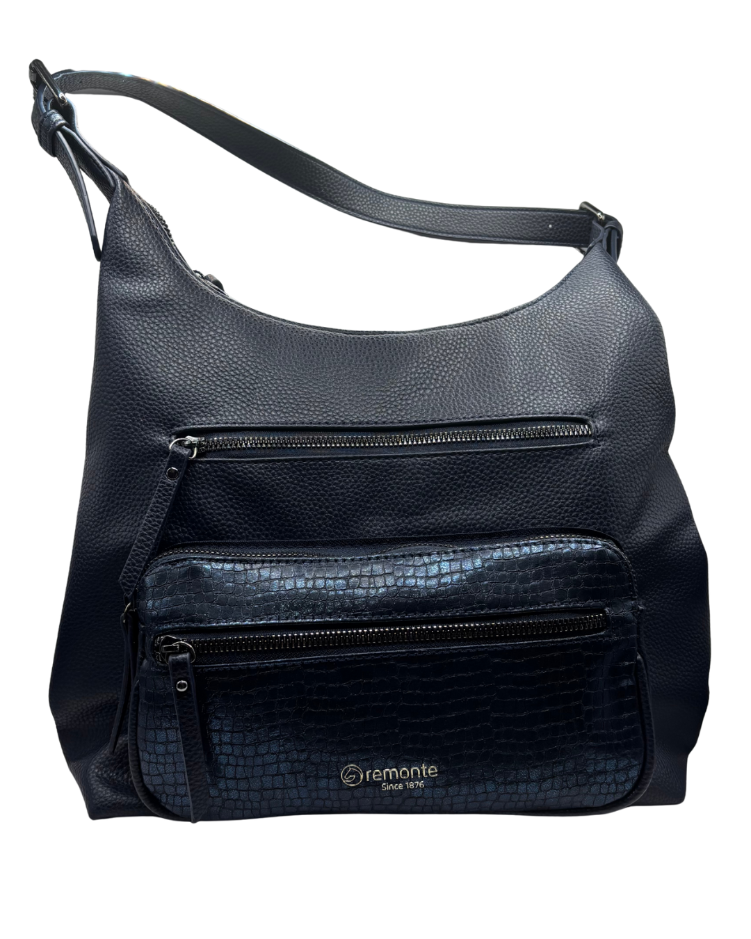 Remonte Navy Shoulder Bag with Croc Print Detail