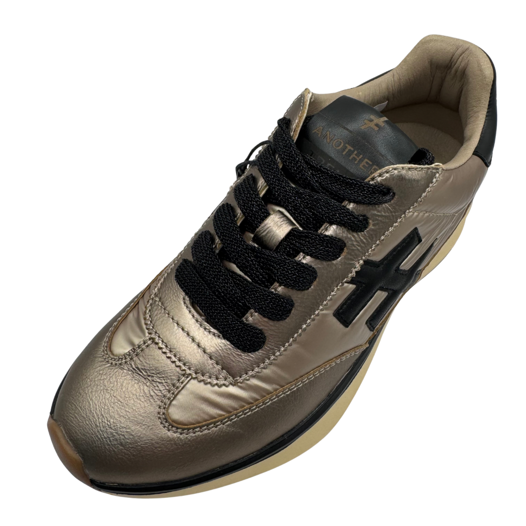Another Trend Metallic Rose Gold &amp; Black Wedge Trainers