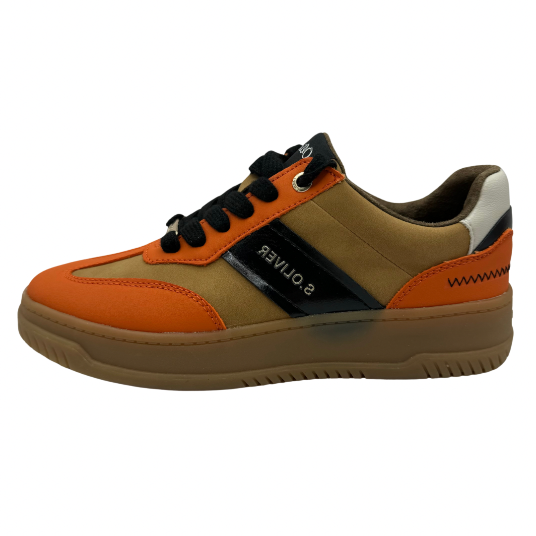 S. Oliver Brown &amp; Orange Trainers