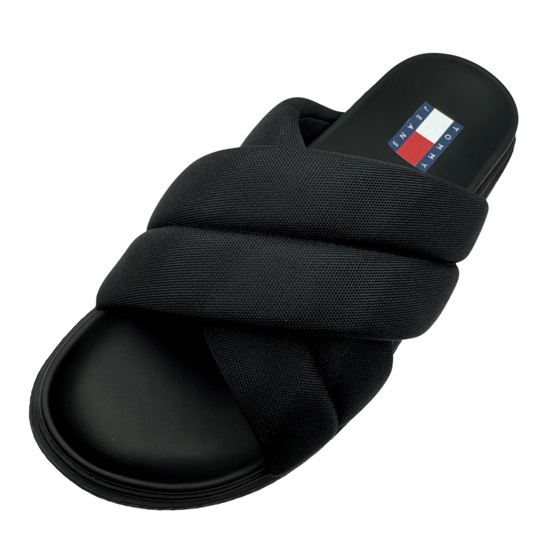 Tommy Jeans Black Platform Crossover Slides