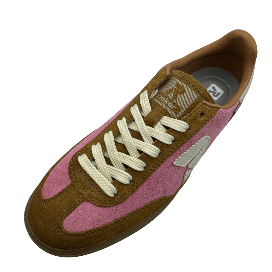 Rieker Pink &amp; Brown Suede Trainers