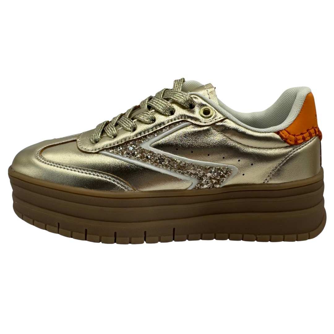 Teddy Smith Gold &amp; Orange Platform Trainers