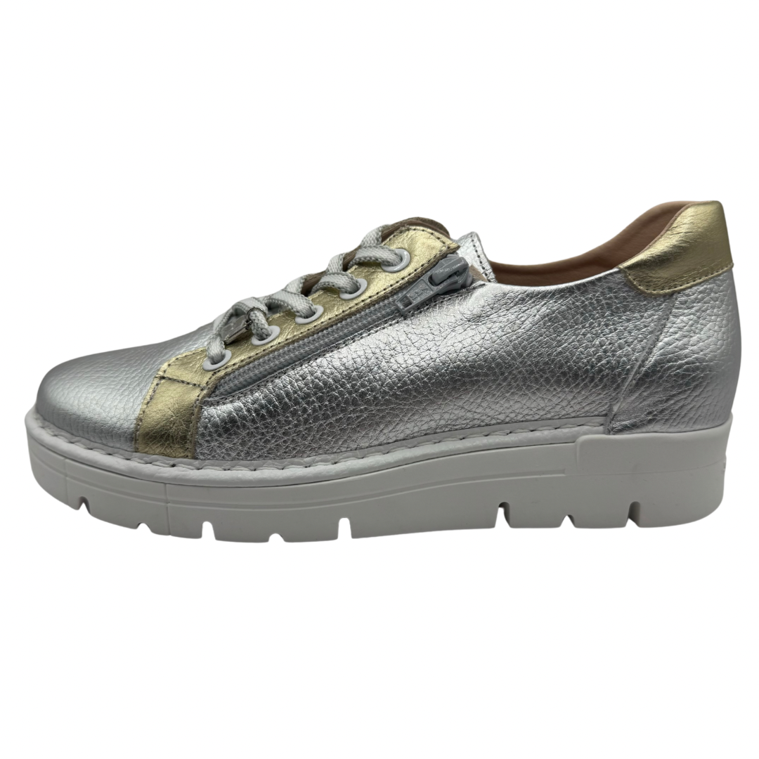 Jose Saenz Silver &amp; Gold Metallic Trainers