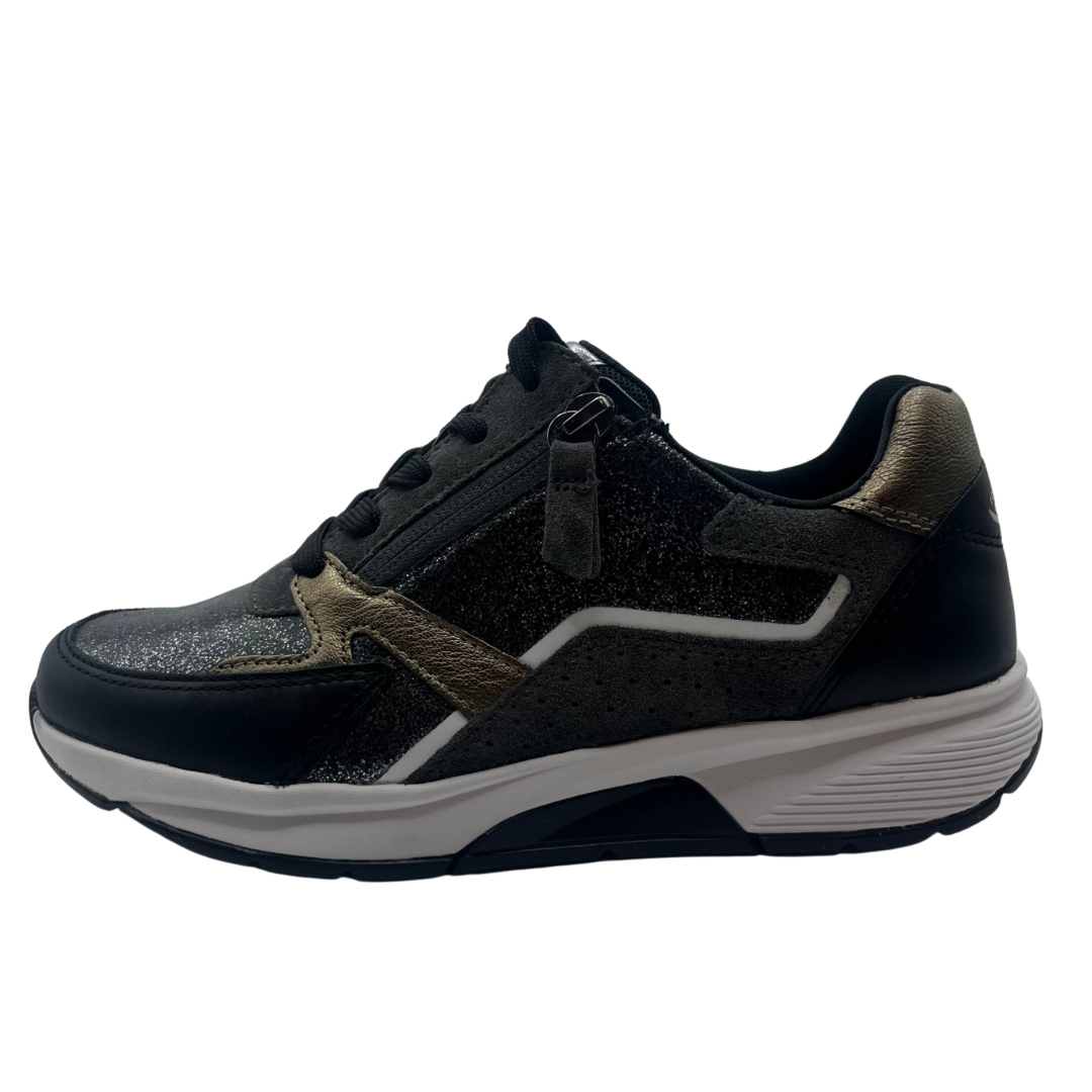 Rolling Soft Black and Bronze Wedged Trainer