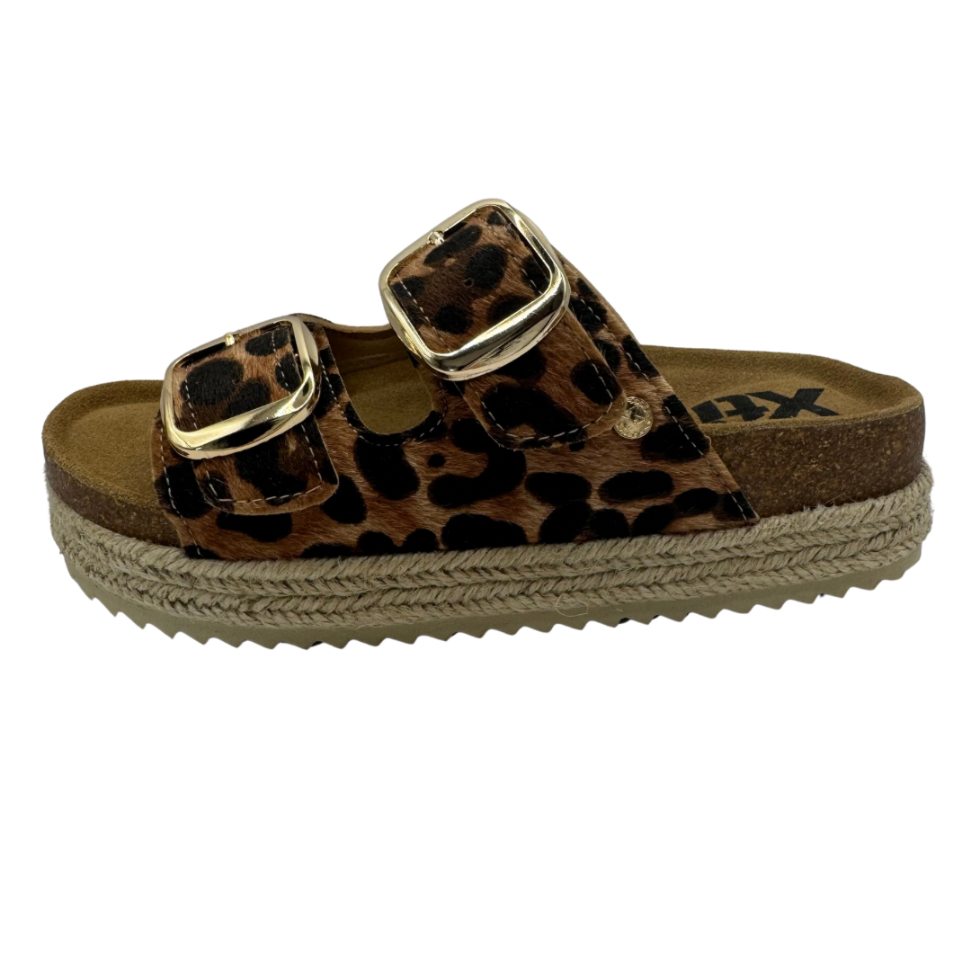 Xti Leopard Print Platform Slip On Sandals