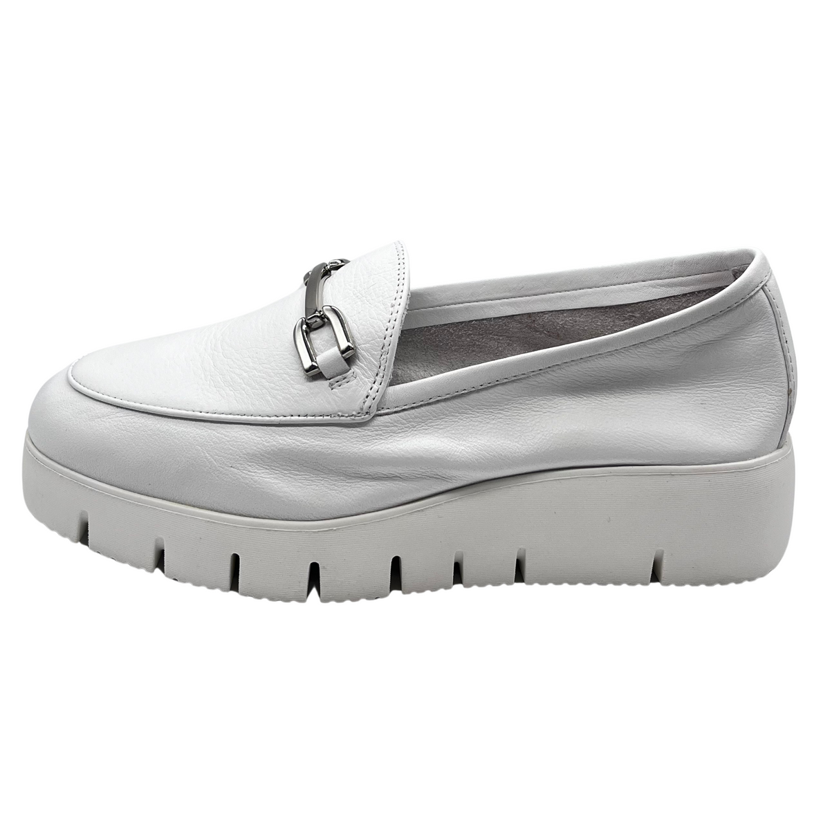 Unisa White Leather Wedge Loafer