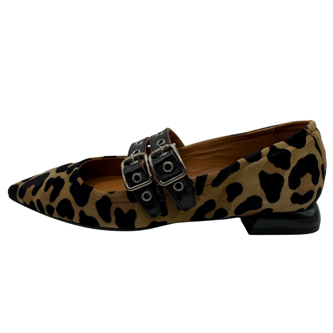 Marian Leopard Print Shoes with Double Buckle