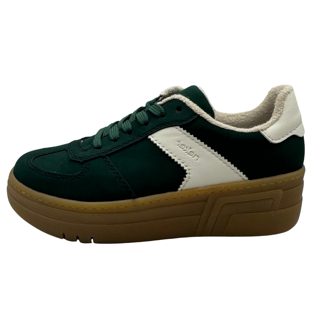 Rieker Green &amp; Cream Platform Trainers
