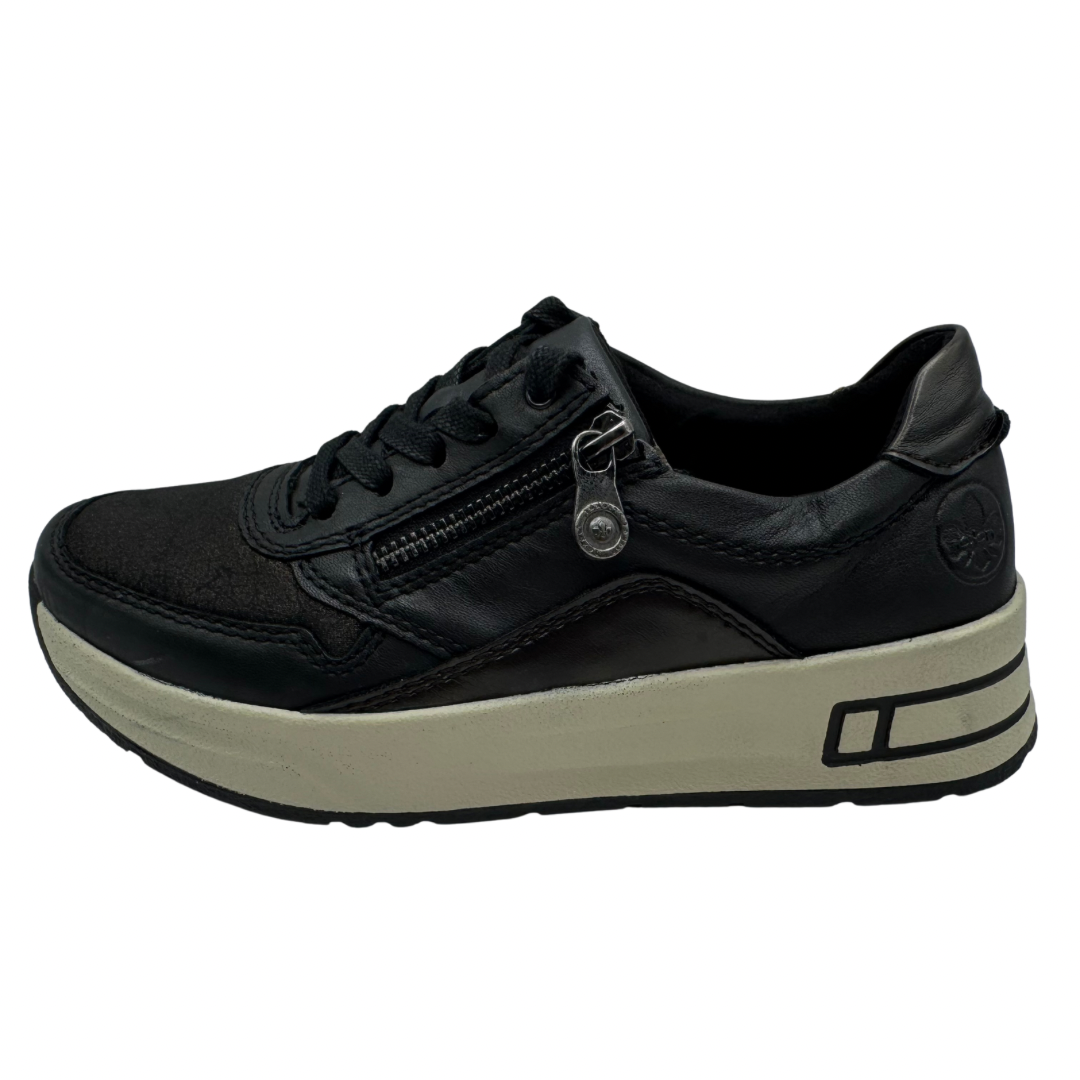 Rieker Black Trainers with Side Zip