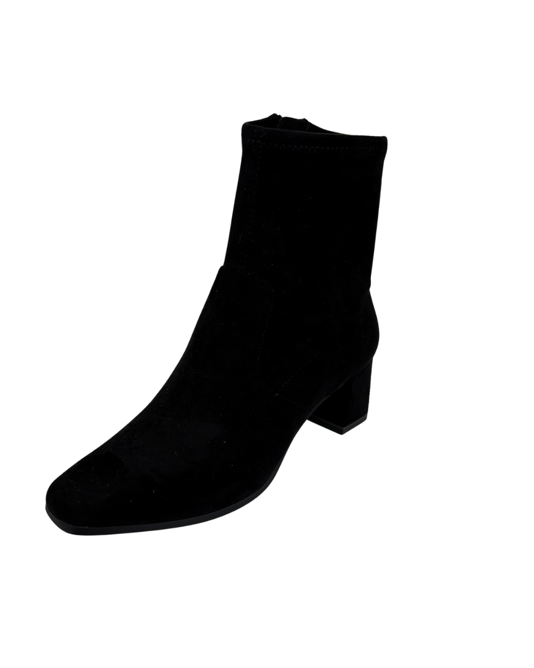 Caprice Black Suede Boot with Block Heel
