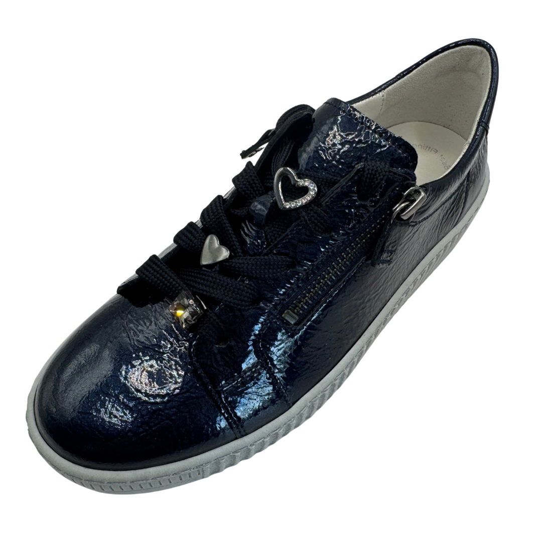 Gabor Navy Patent Trainers