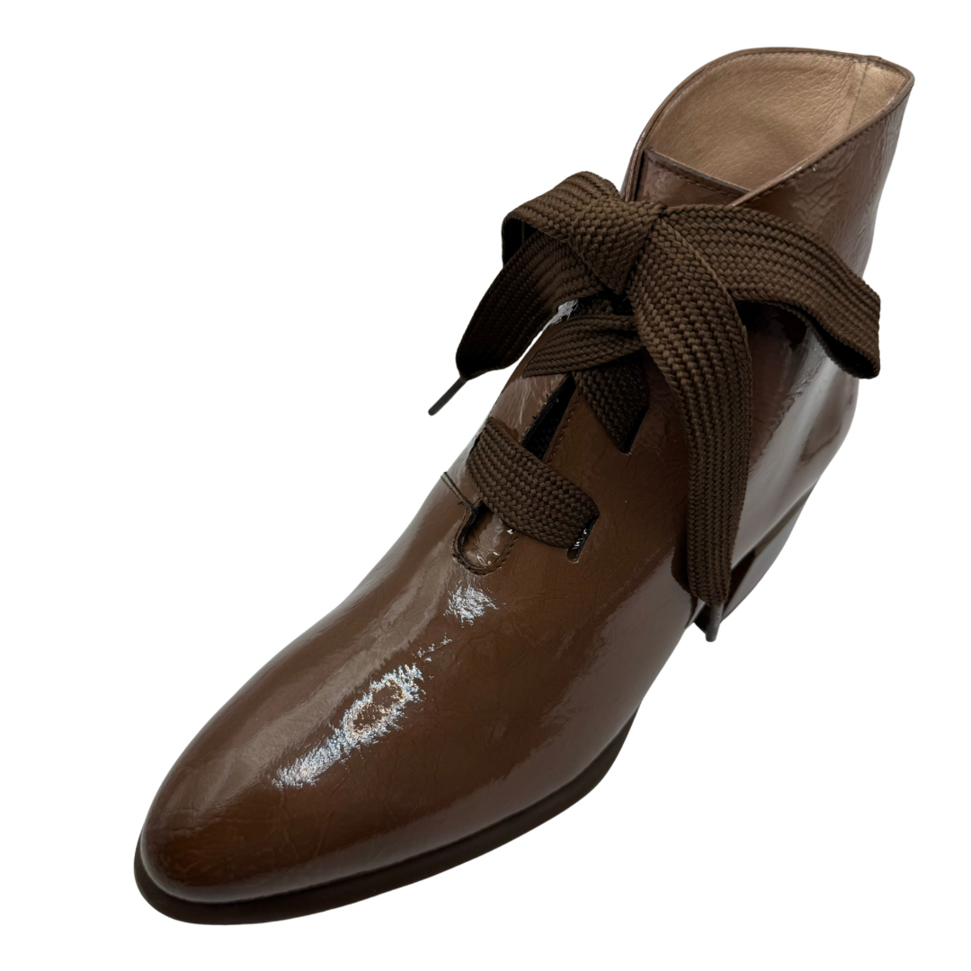 Hispanitas Brown Heeled Boots with Lace Detail