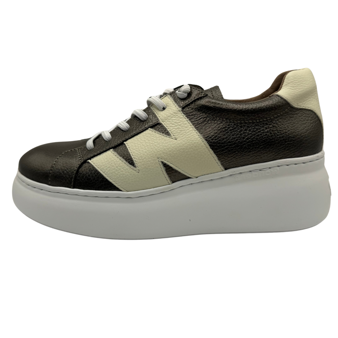 Wonders Pewter &amp; Cream Platform Trainers