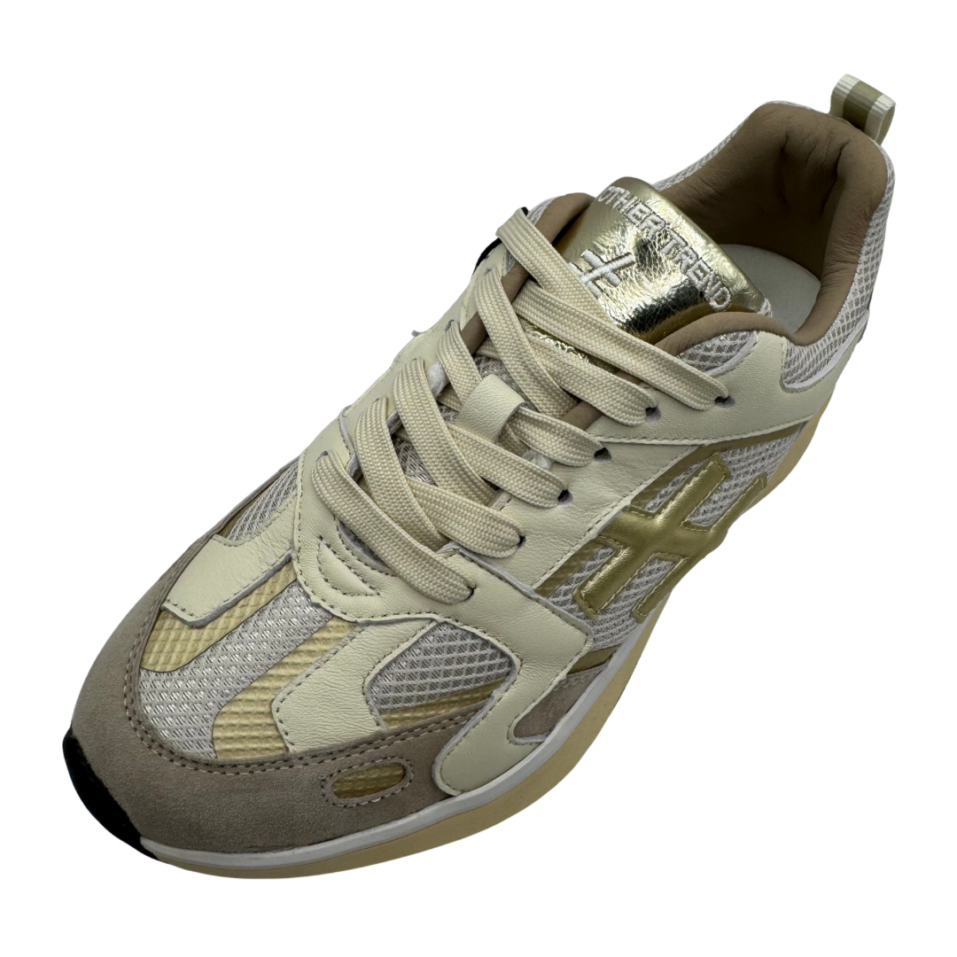 Another Trend Cream &amp; Gold Wedge Trainers