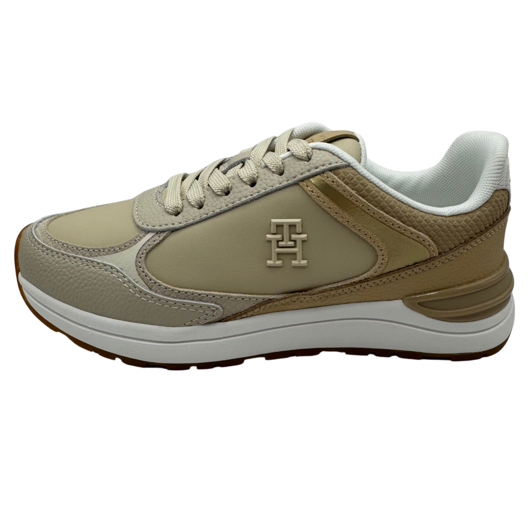 Tommy Hilfiger Beige Trainers with Gold Detail
