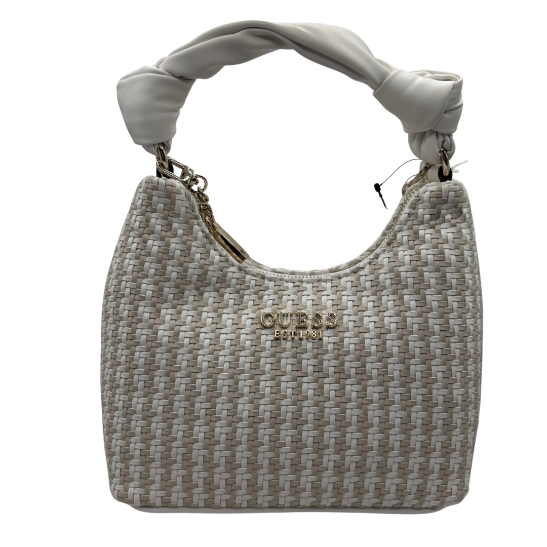 Guess Beige &amp; White Woven Small Handbag