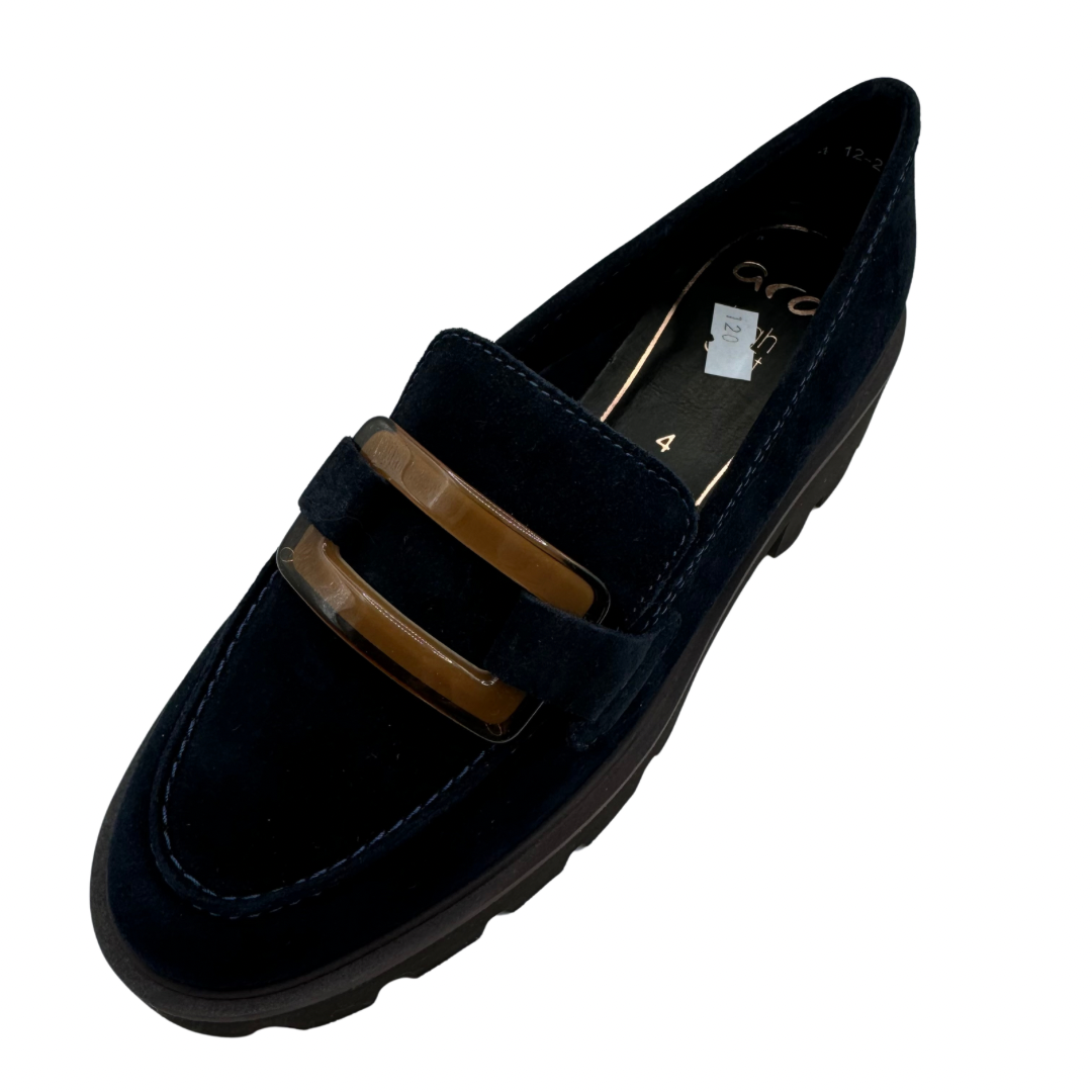 Ara Navy Suede Wedged Loafers