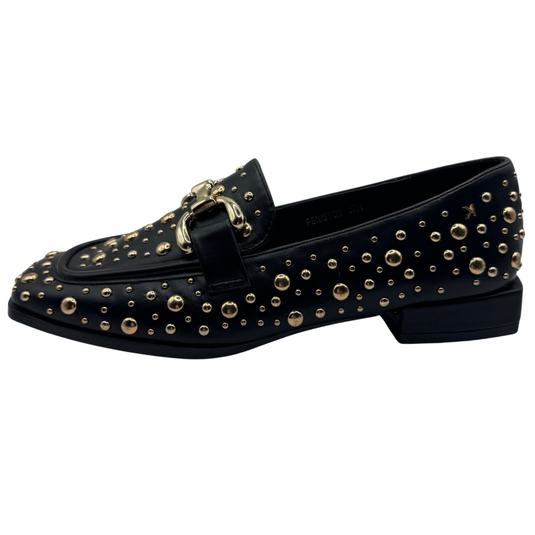 Kate Appleby Black Loafers with Gold Studs