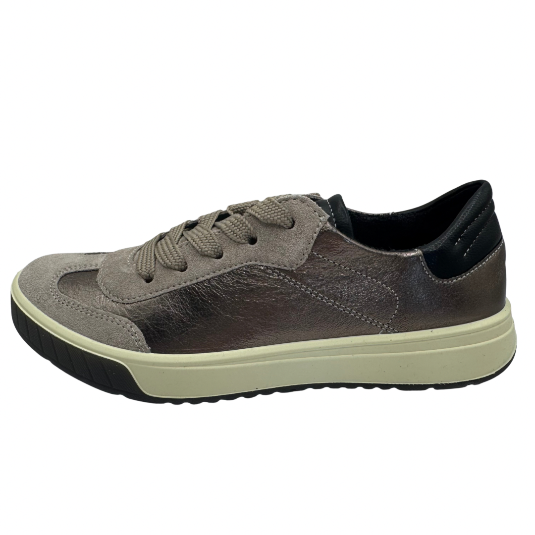 Ara Pewter, Black &amp; Beige Trainers with Side Zip
