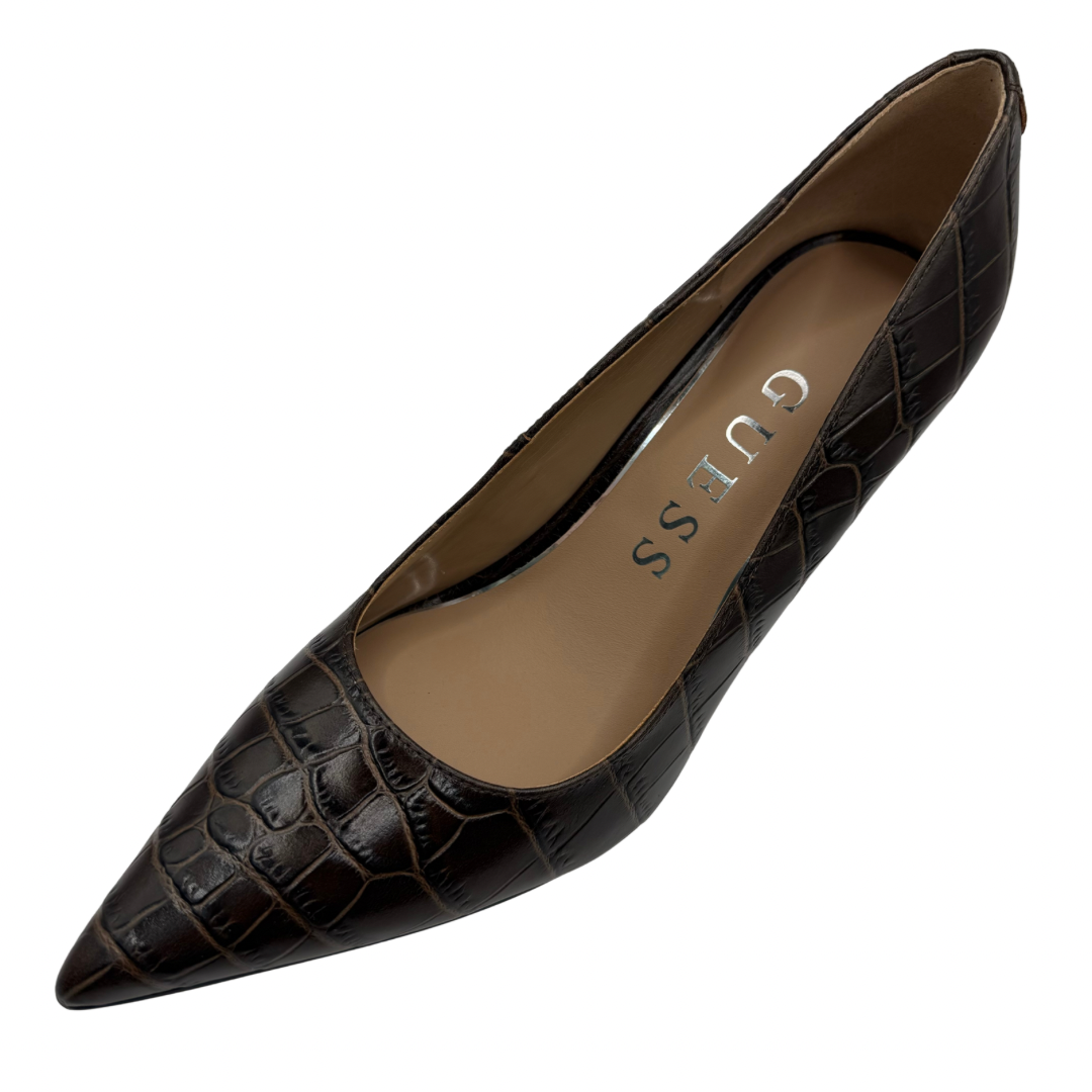 Guess Brown Croc Heels