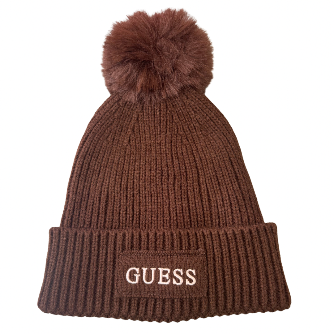 Guess Brown Bobble Hat