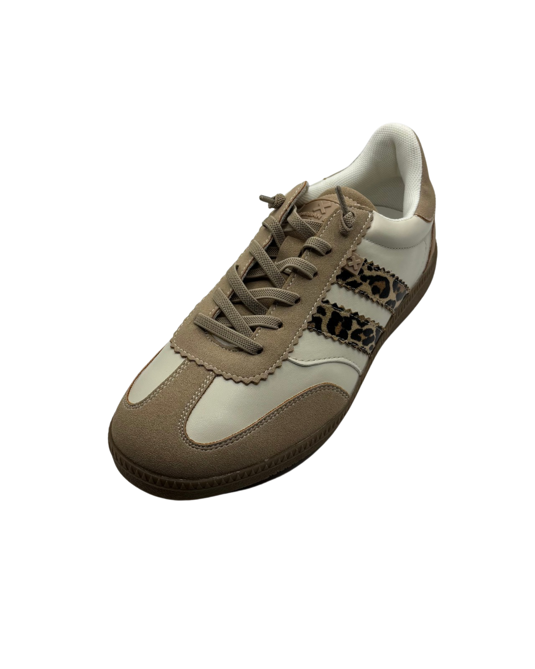 XTI Beige Trainers with Brown Sole and Leopard Print Detail