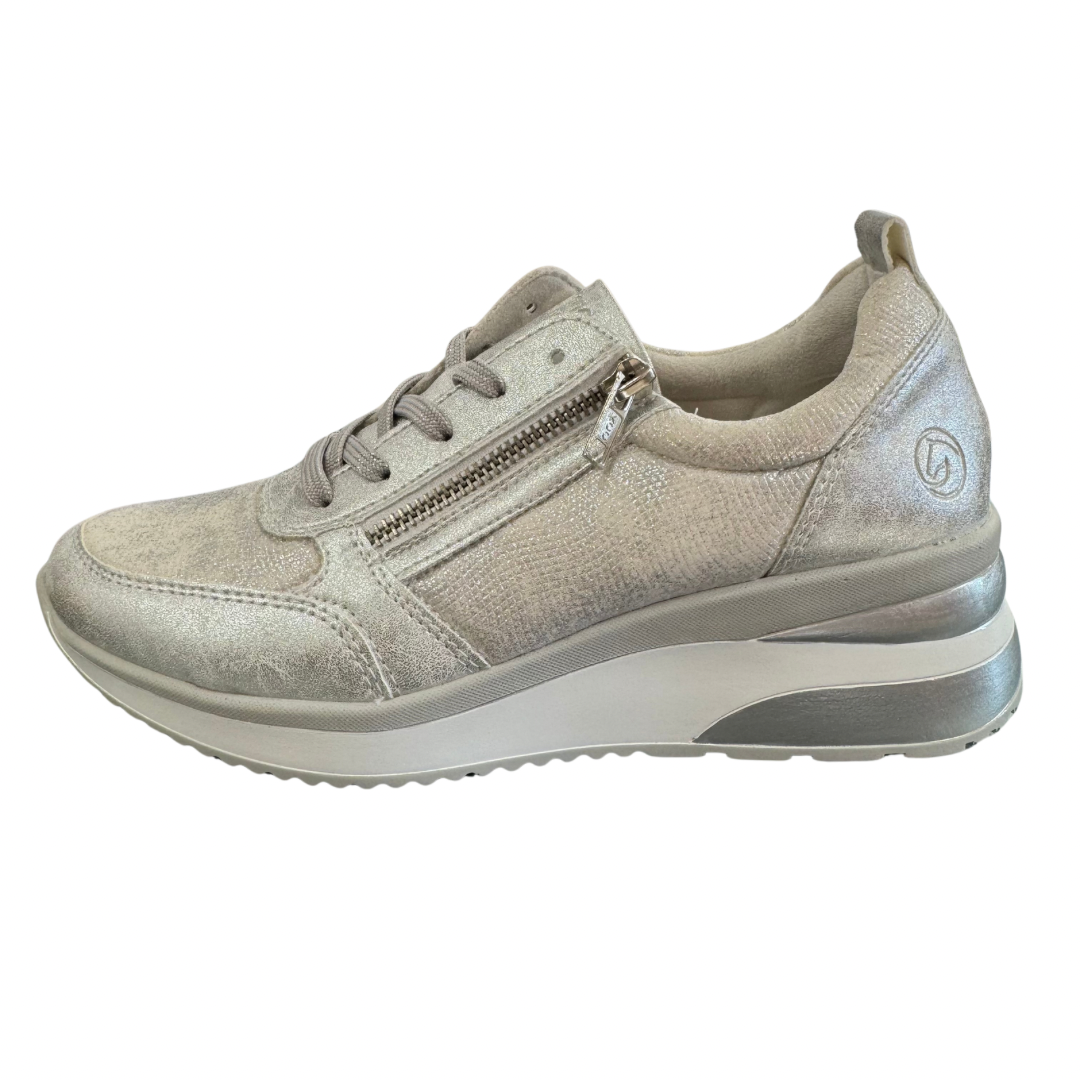 Remonte Silver Shimmer Wedge Trainers