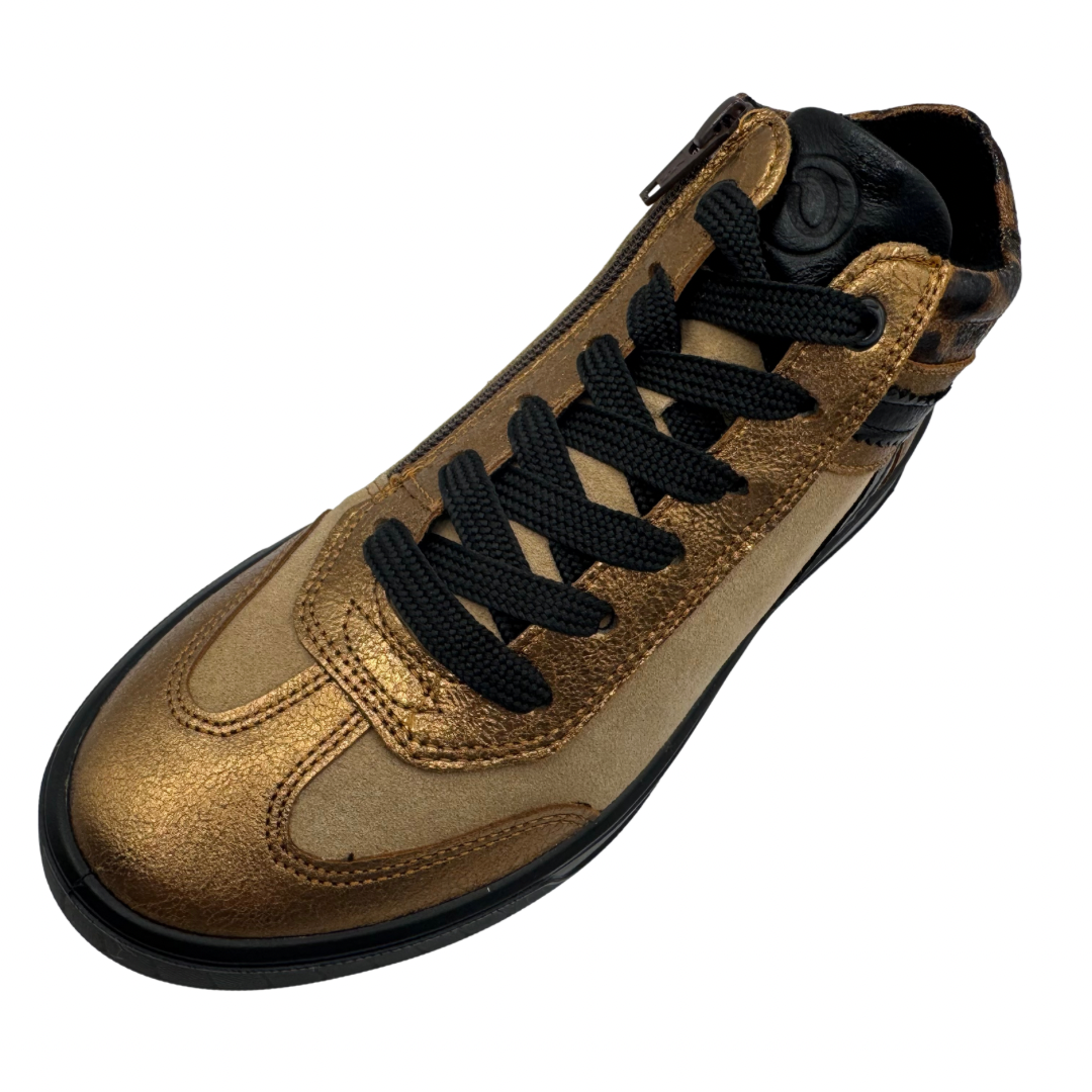 Ara Bronze &amp; Leopard Print Trainer Boots