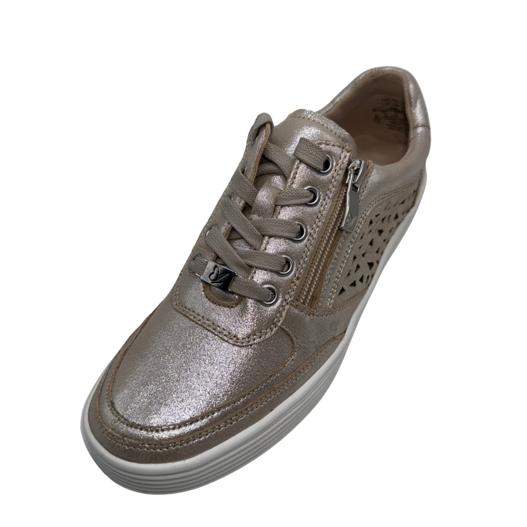 Caprice Champagne Shimmer Leather Trainers