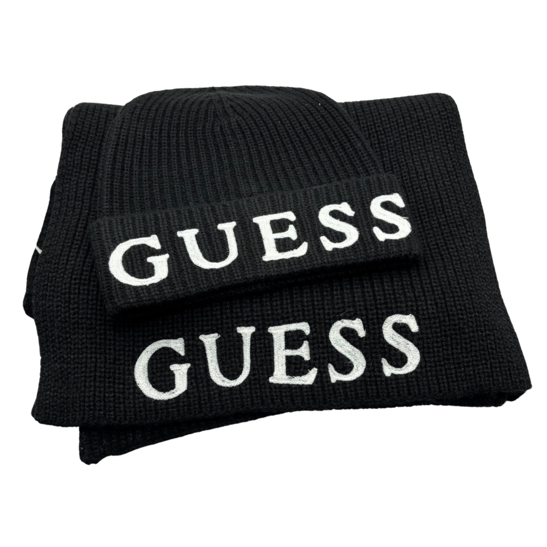 Guess Black Hat &amp; Scarf Set