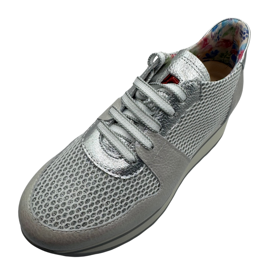 Jose Saenz Silver Wedge Leather Trainers