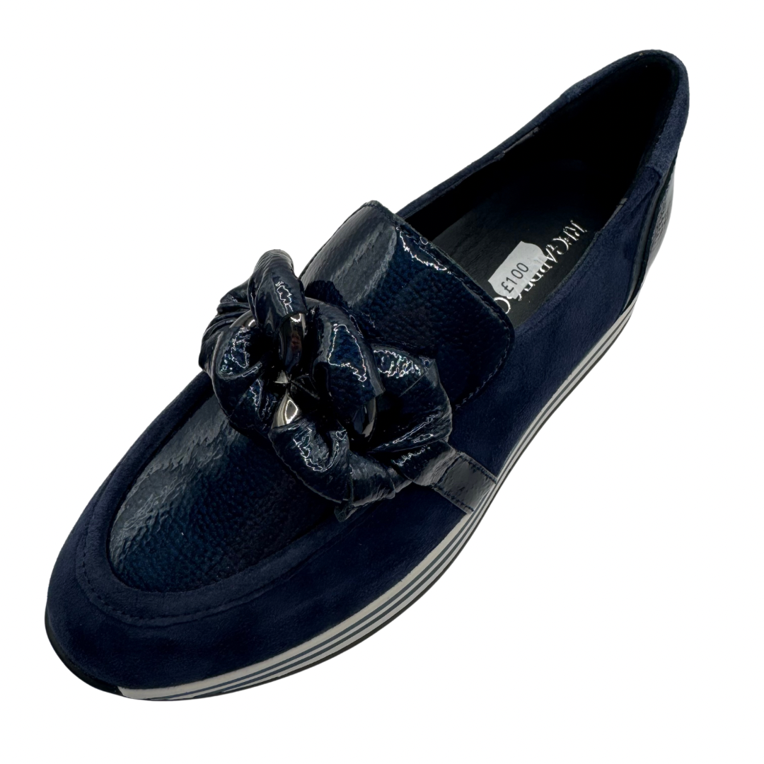 Regarde Le Ciel Navy Platform Suede &amp; Patent Loafers