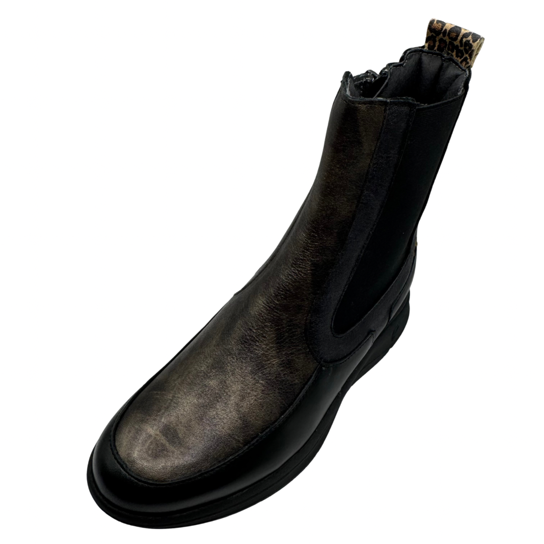 Pitillos Black, Bronze &amp; Leopard Print Boots