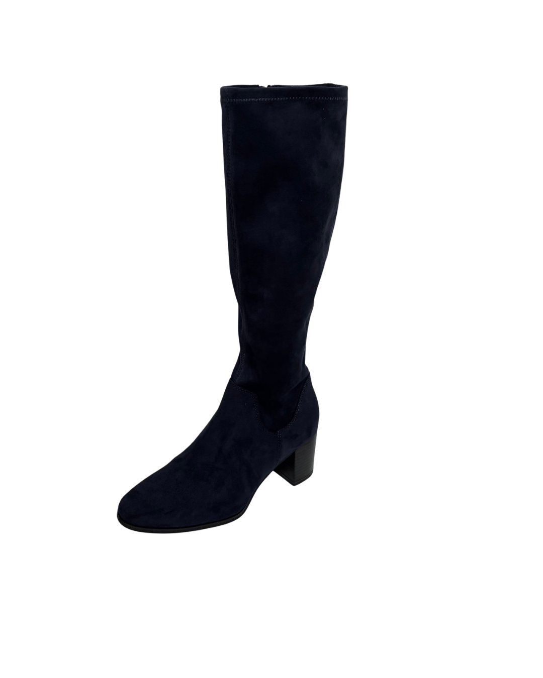 Caprice Navy Suede Long Boot with Block Heel