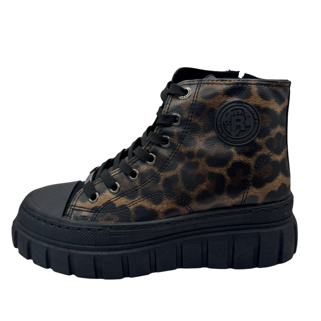 Refresh Platform Dark Leopard Print Hi-Top Trainers