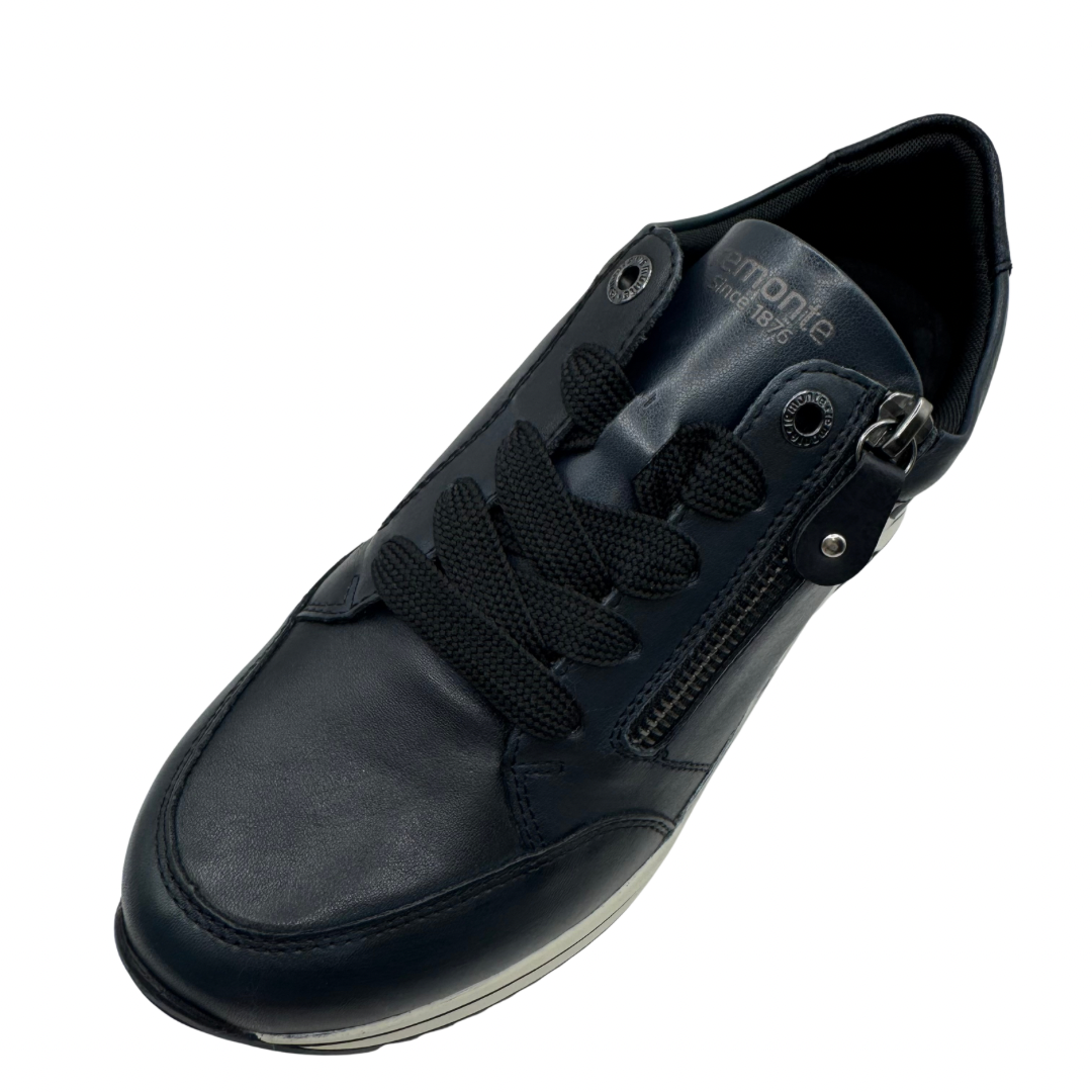 Remonte Navy Wedge Trainers with Side Zip