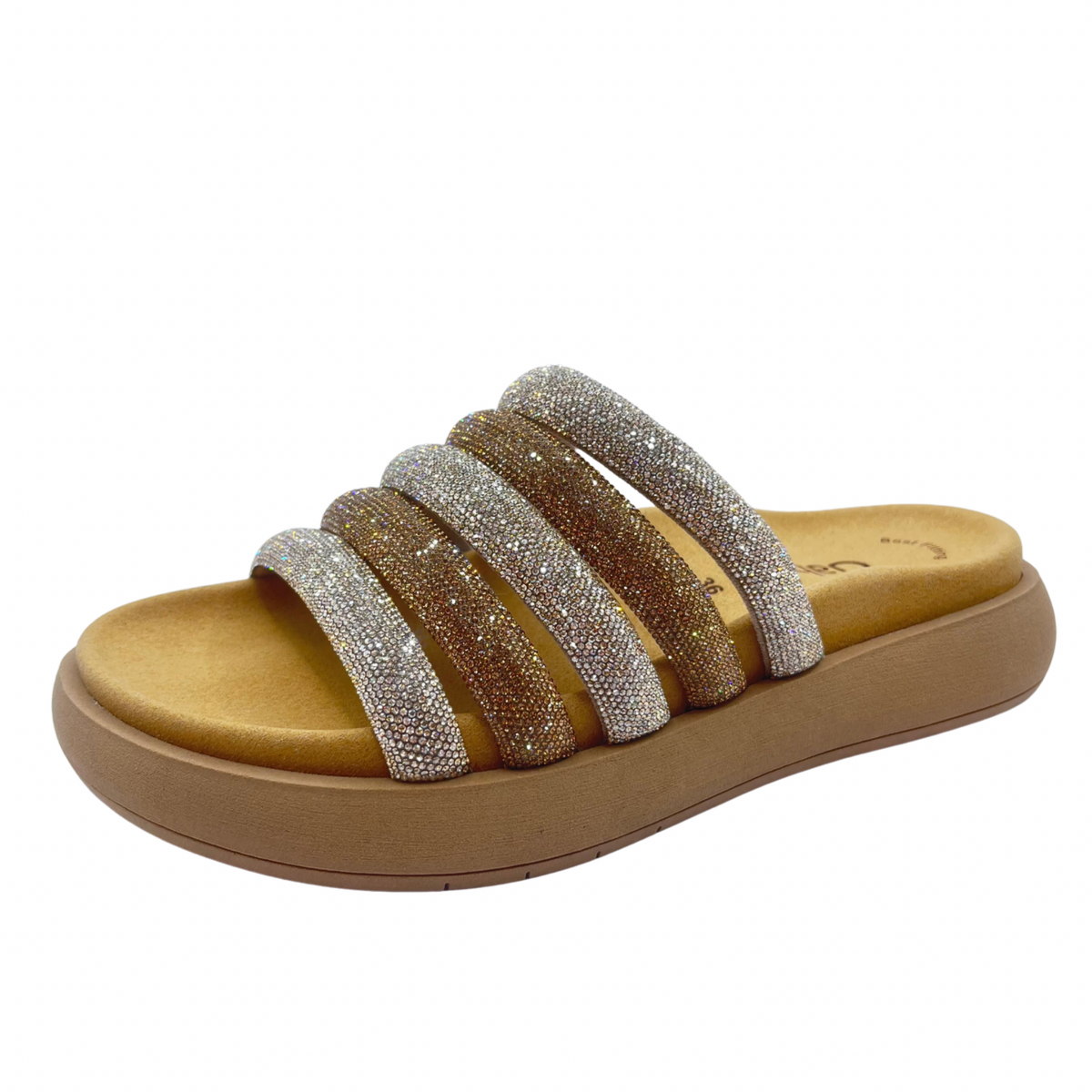 Gabor Gold Diamanté Band Detail Slider Sandal